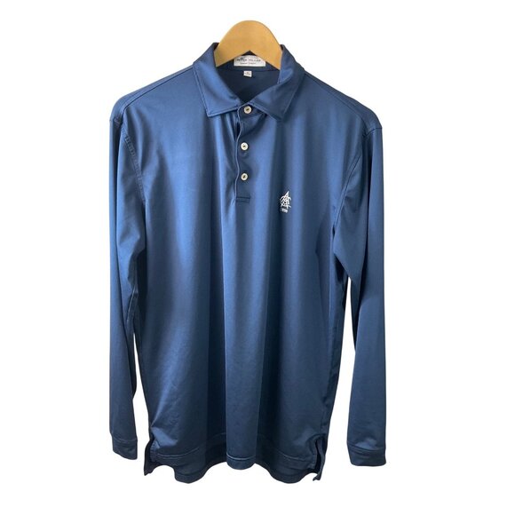 Peter Millar 1898 Logo Solid Navy  Long Sleeve Jersey  Polo - Small- Pre Owned - Picture 1 of 9